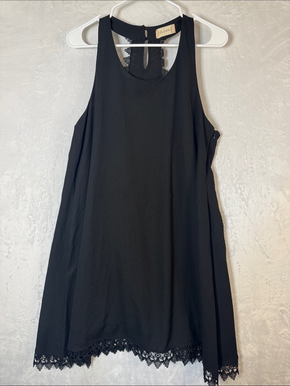 Altar'd State Black Lace-Trim Sleeveless Dress Large